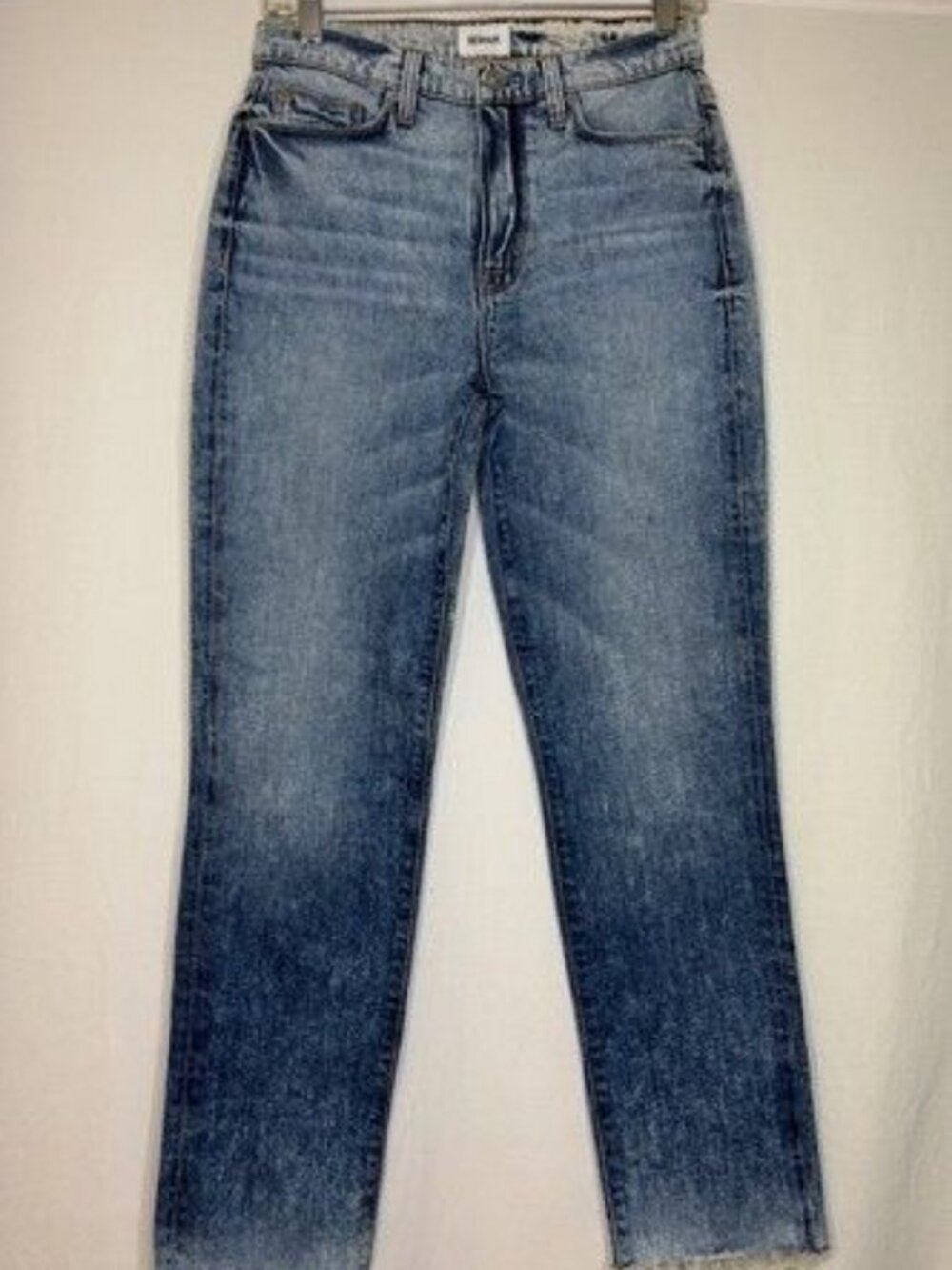 NWOT Hudson Jeans Womens 27 Raw Hem Straight Leg High Rise Ombré Acid Stone Wash